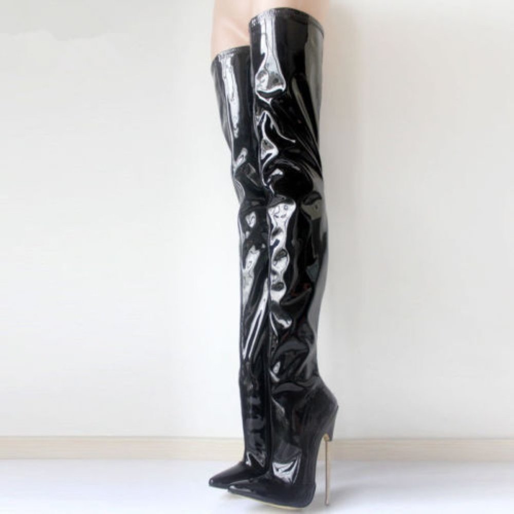 9.5 Crotch Boots Black, over the knee, thigh high boots, 36 inch foot candy, hot - Picture 2 of 3